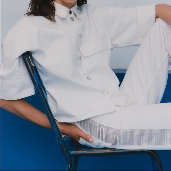 ZARA BNWT Premium 90's Full Length Embellished Jeans - Picture 3 of 5